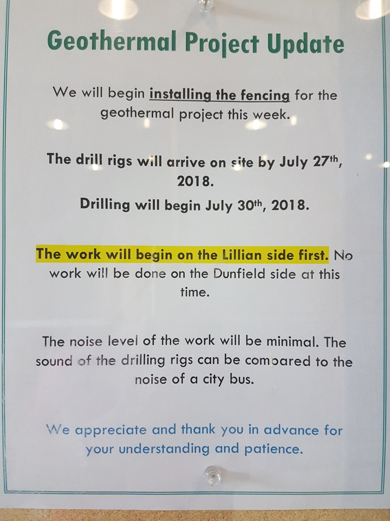 Geothermal Project Update July 27 '18